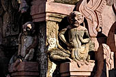 Elaborate figures carved in stucco decorate the ancient stupas, Kakku Buddhist Ruins. Shan State in Myanmar (Burma). 